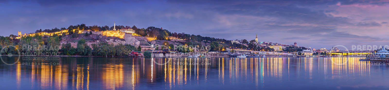 Kalemegdan i Stari grad iznad reke u sumrak