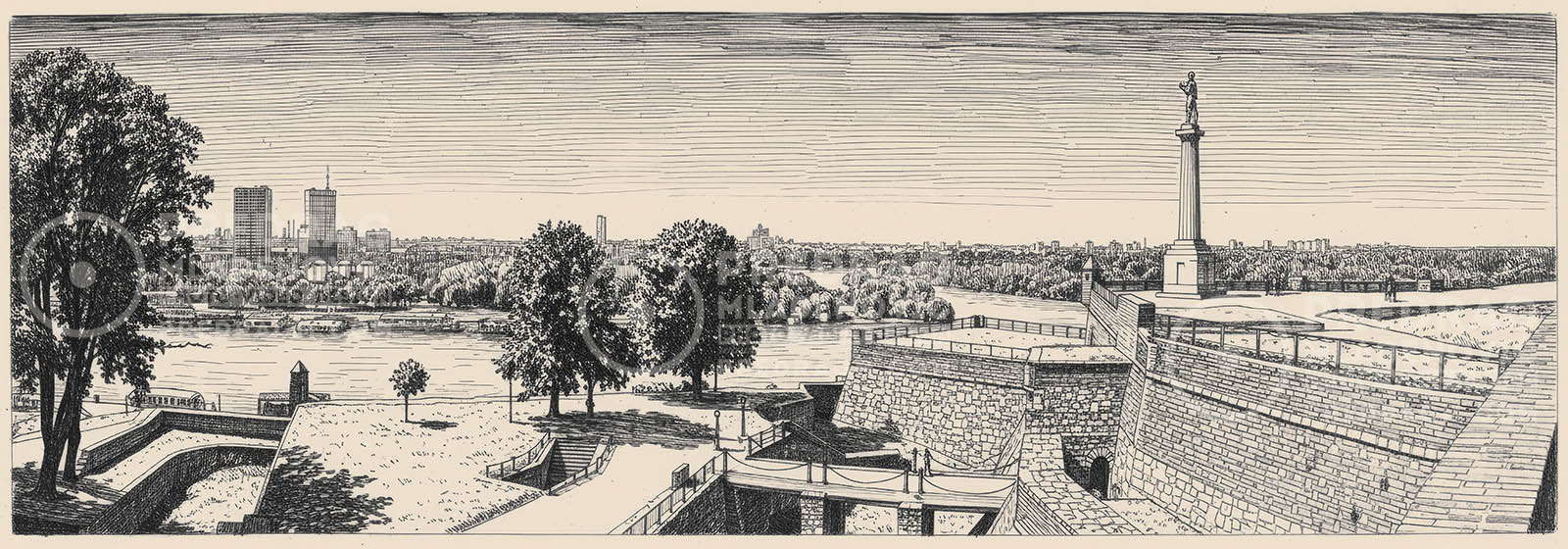 Beogradska Panorama sa Pobednikom: Umetnički Crtež